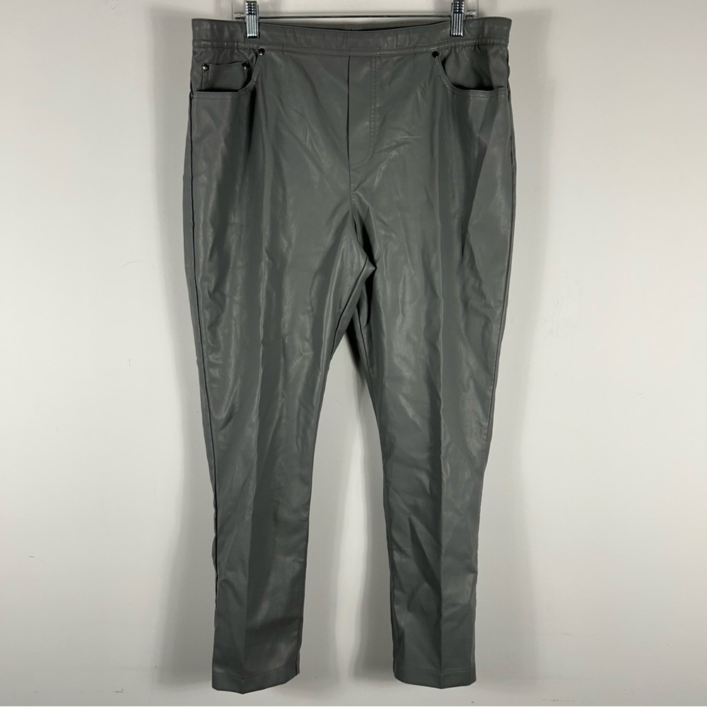 DG2 Diane Gilman Faux Leather Straight Leg Pants XL Gray Vegan Butter Soft
